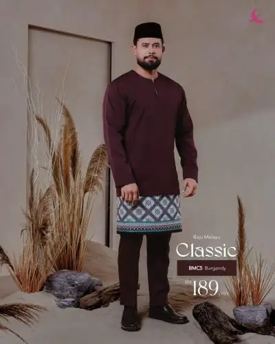 BAJU MELAYU CLASSIC - BURGUNDY (5)