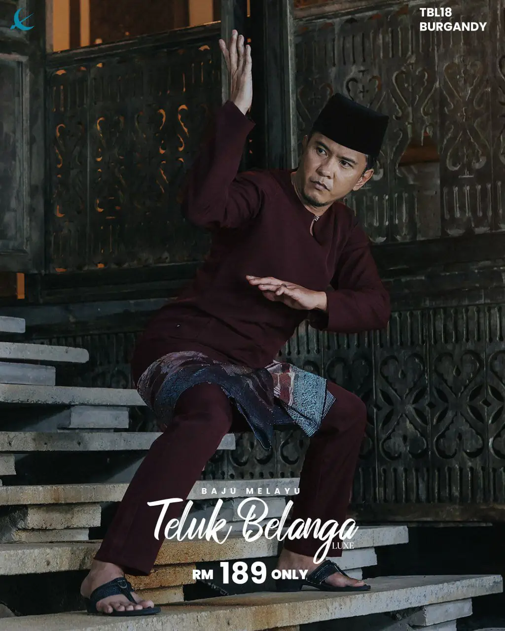 BAJU MELAYU LUXE TELUK BELANGA - BURGUNDY (18)