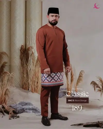 BAJU MELAYU CLASSIC - BURNT ORANGE (15)