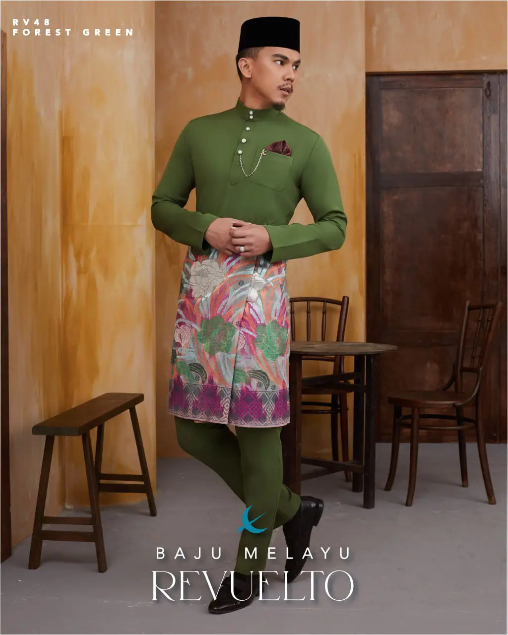 BAJU MELAYU REVUELTO - FOREST GREEN (#N53)
