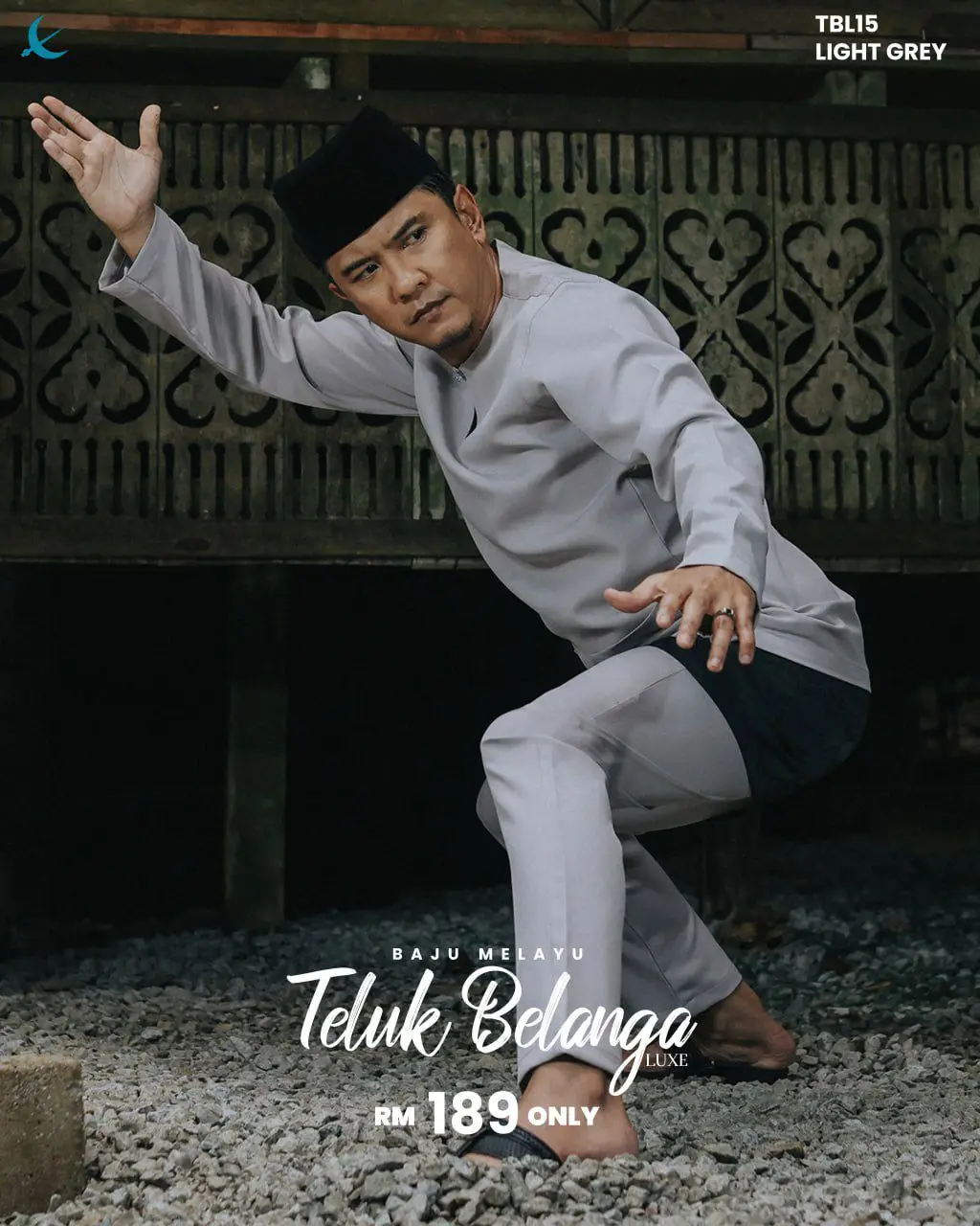 BAJU MELAYU LUXE TELUK BELANGA - LIGHT GREY (15)