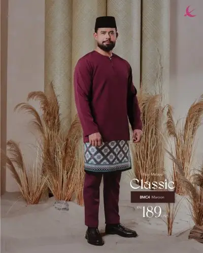 BAJU MELAYU CLASSIC - MAROON (4)