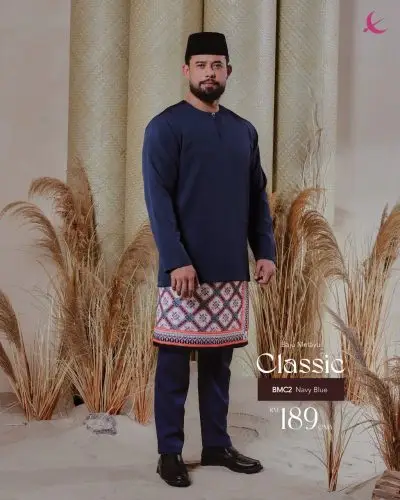 BAJU MELAYU CLASSIC - NAVY BLUE (2)
