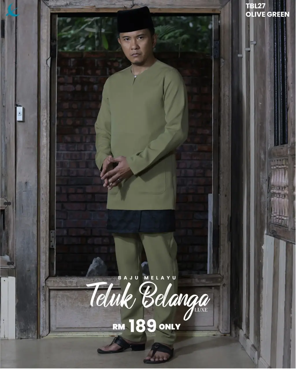 BAJU MELAYU LUXE TELUK BELANGA - OLIVE GREEN (27)