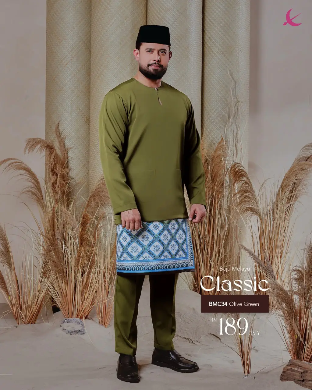 BAJU MELAYU CLASSIC - OLIVE GREEN (34)