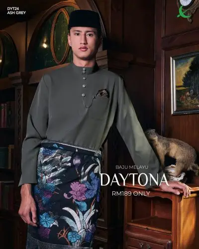 BAJU MELAYU DAYTONA - ASH GREY (24)