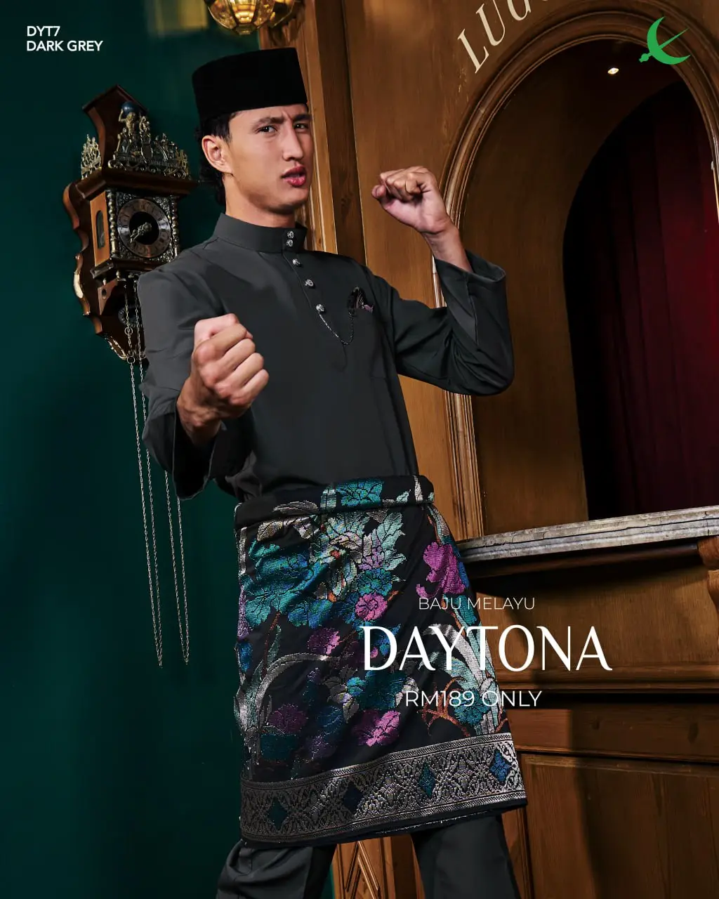 BAJU MELAYU DAYTONA - DARK GREY (7)