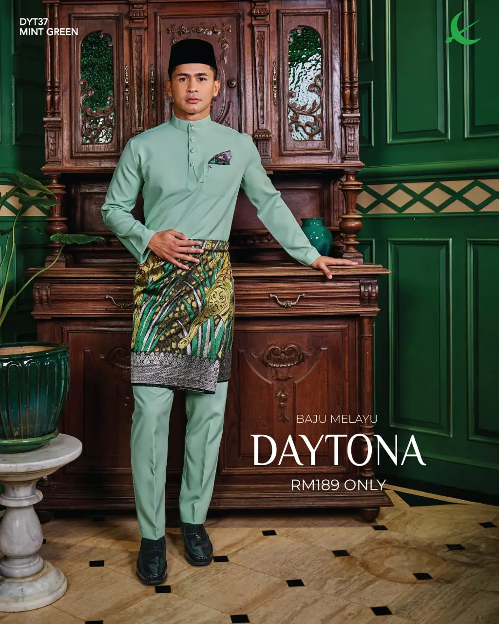 BAJU MELAYU DAYTONA - MINT GREEN (37)