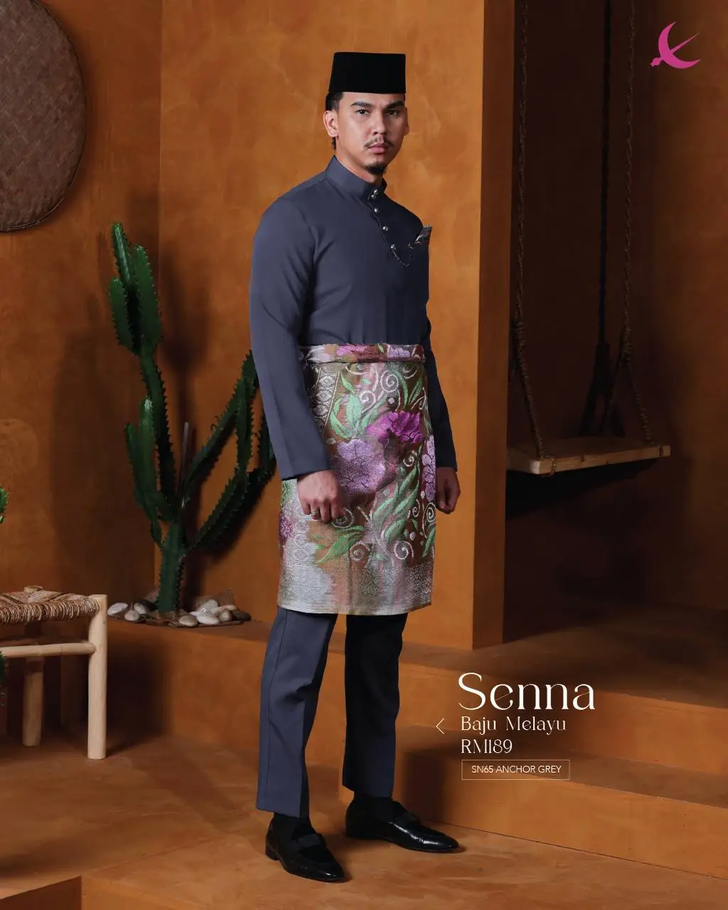 BAJU MELAYU SENNA - ANCHOR GREY (65)
