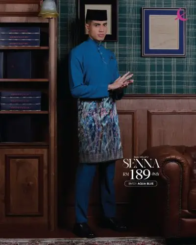 BAJU MELAYU SENNA - AQUA BLUE (31)