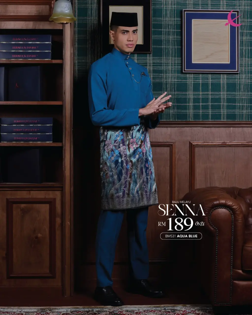 BAJU MELAYU SENNA - AQUA BLUE (31)