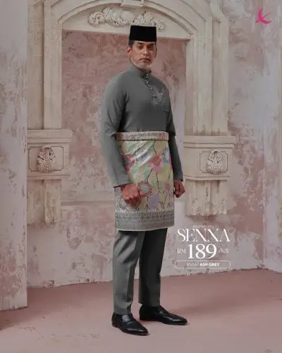 BAJU MELAYU SENNA - ASH GREY (69)