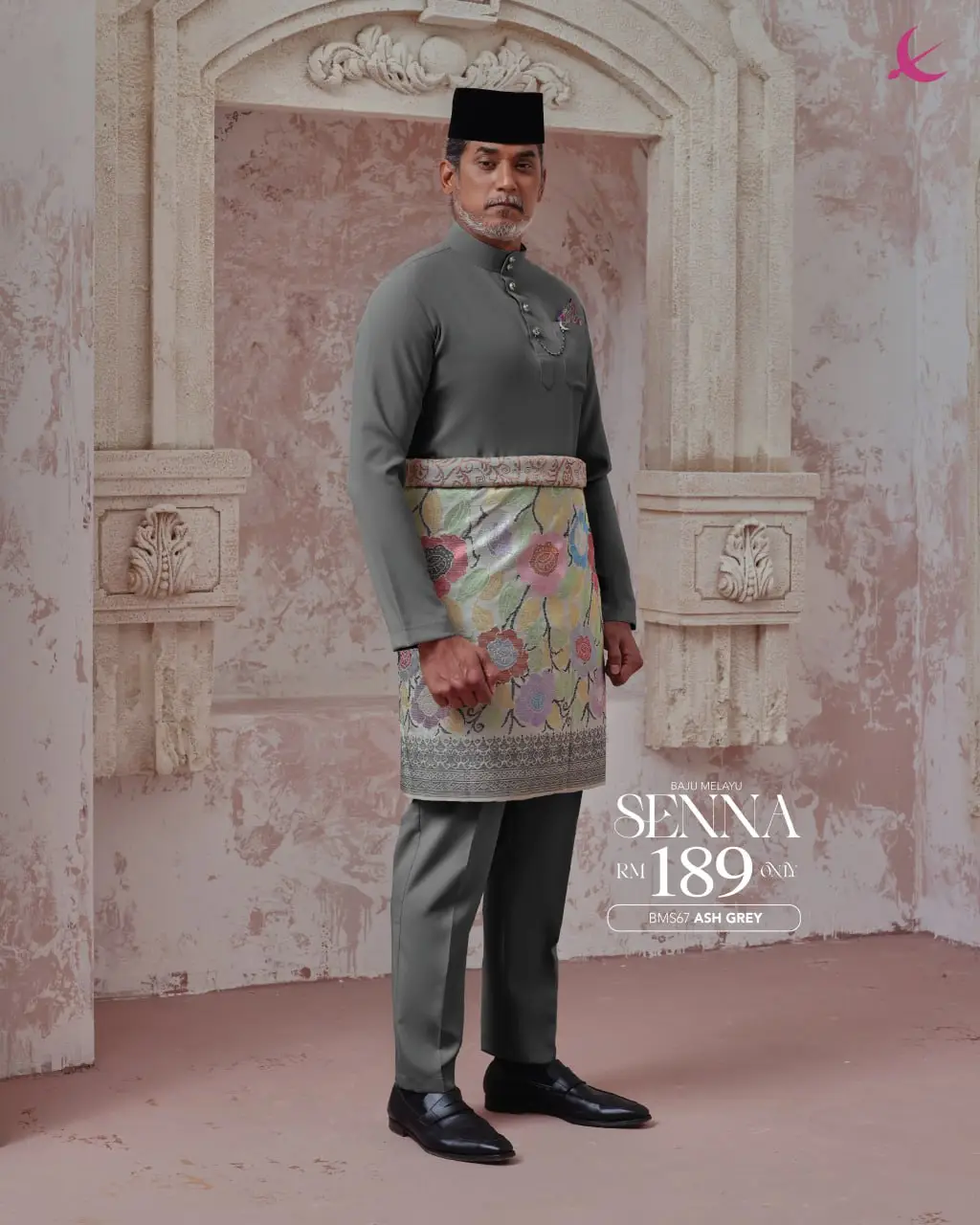 BAJU MELAYU SENNA - ASH GREY (69)