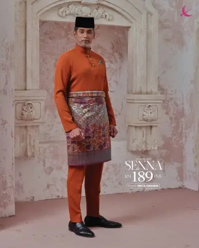 BAJU MELAYU SENNA - BRICK ORANGE (40)