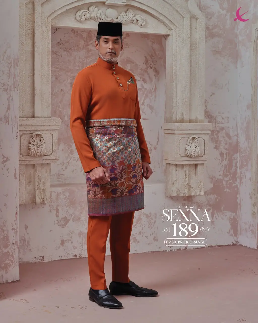 BAJU MELAYU SENNA - BRICK ORANGE (40)