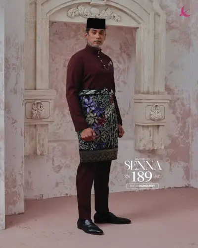 BAJU MELAYU SENNA - BURGUNDY (27)
