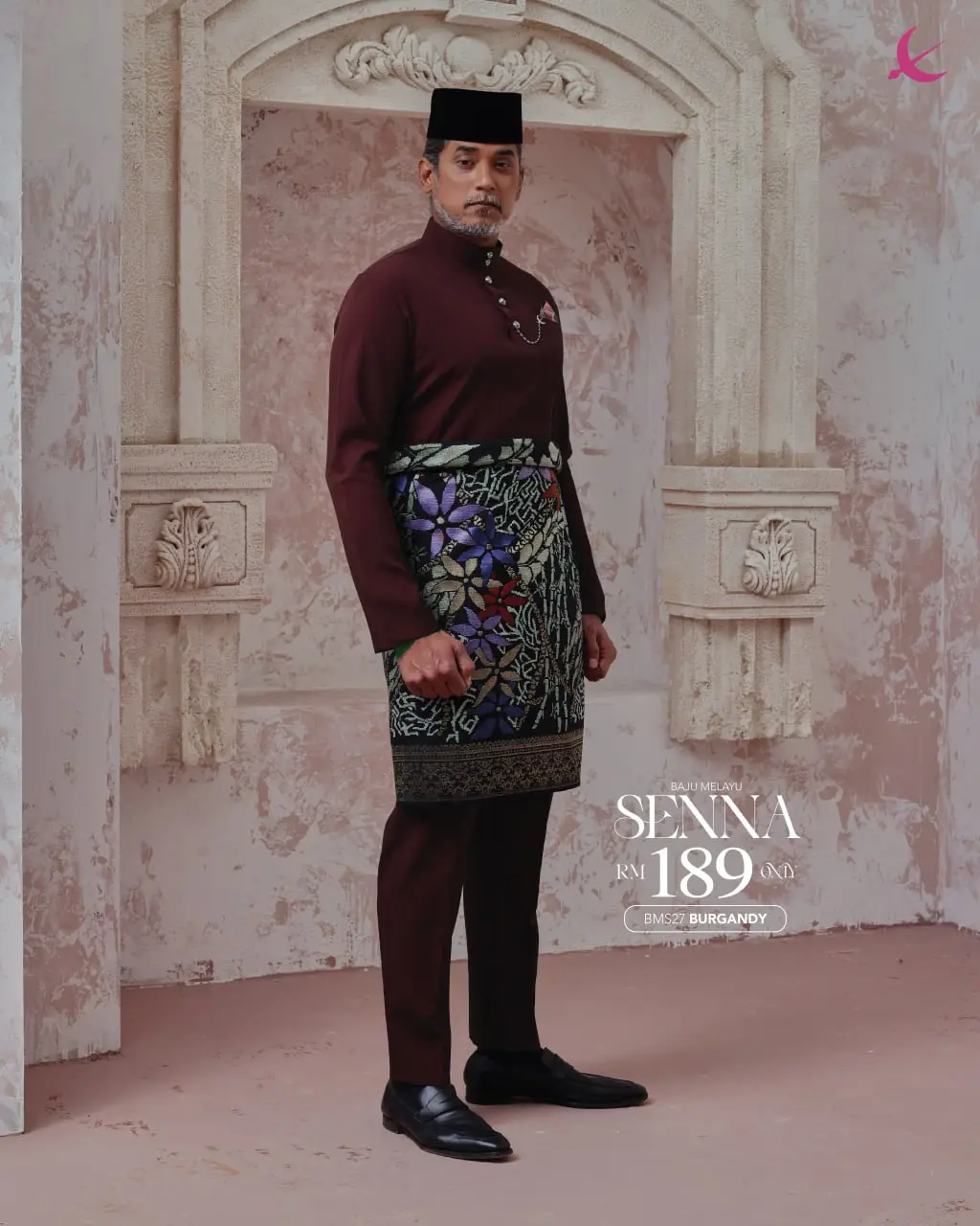BAJU MELAYU SENNA - BURGUNDY (27)