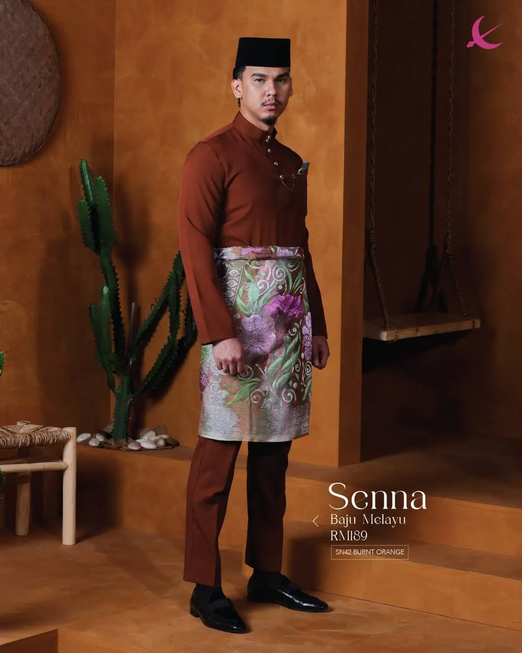 BAJU MELAYU SENNA -BURTN ORANGE (42)