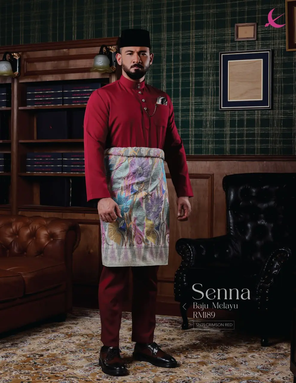 BAJU MELAYU SENNA - CRIMSON RED (25)