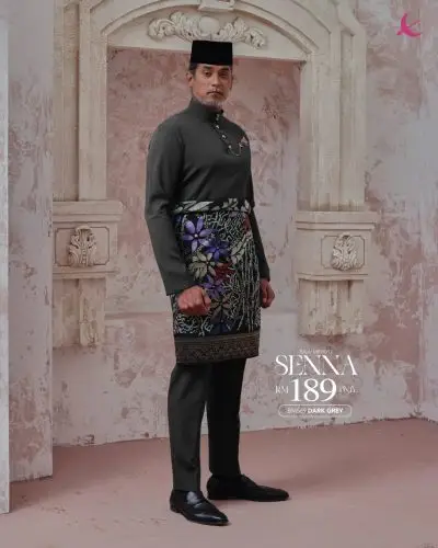 BAJU MELAYU SENNA - DARK GREY (69)