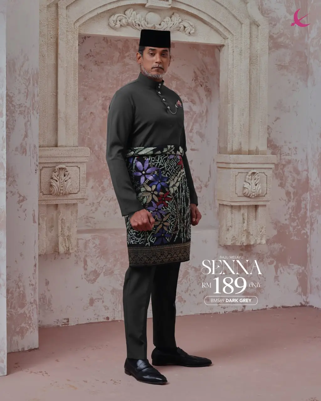 BAJU MELAYU SENNA - DARK GREY (69)
