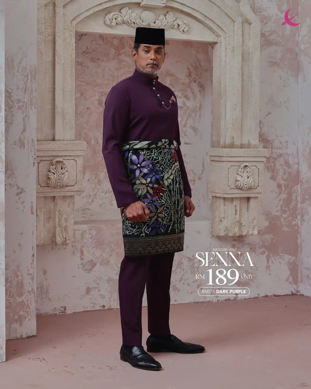 BAJU MELAYU SENNA - DARK PURPLE (11)
