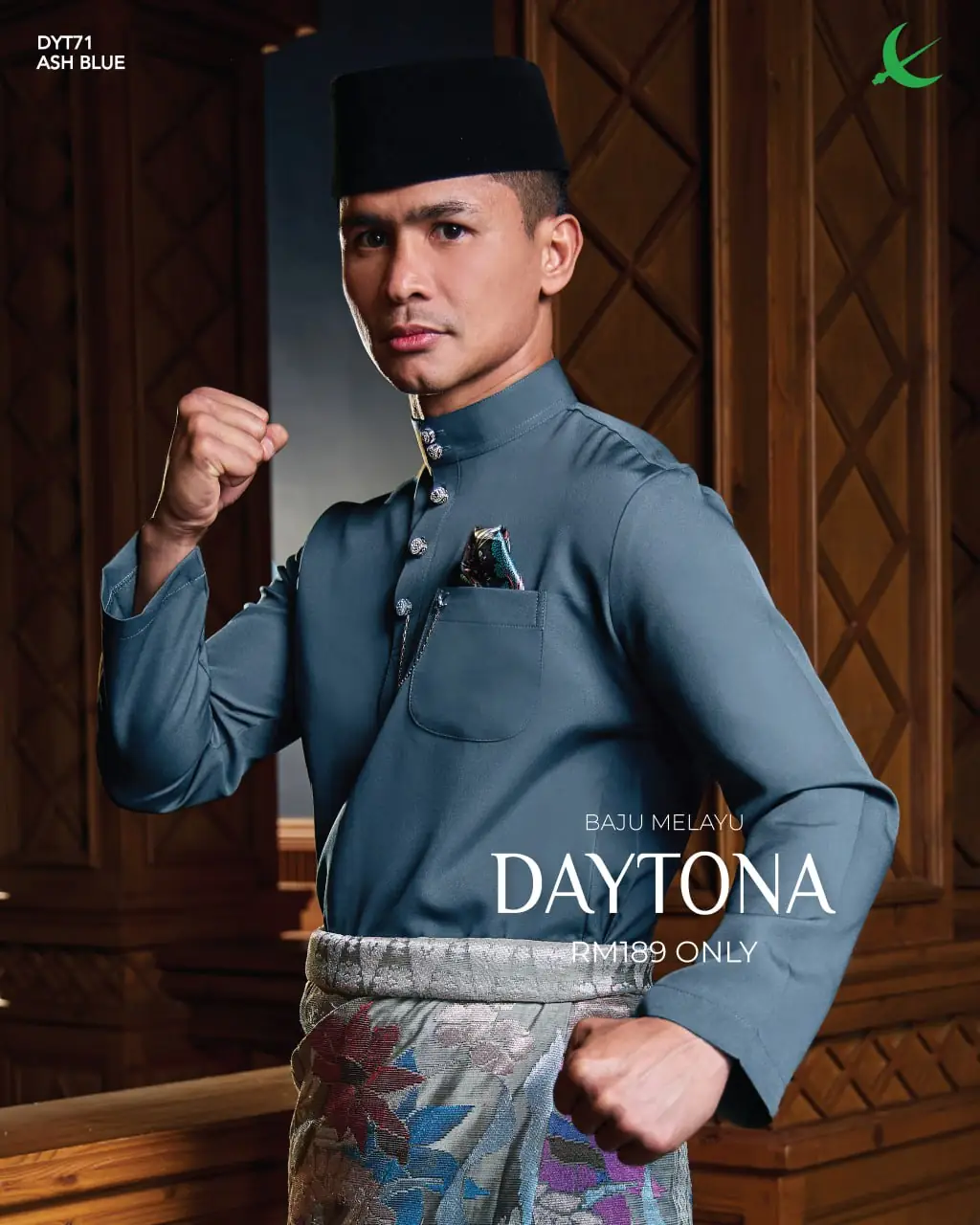 BAJU MELAYU DAYTONA - ASH BLUE (71)