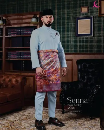 BAJU MELAYU SENNA - DUSTY BLUE (29)