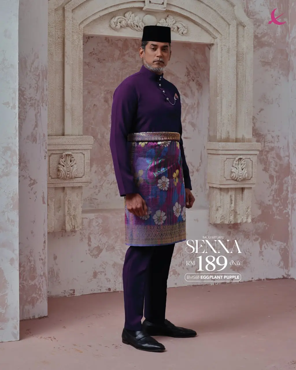 BAJU MELAYU SENNA - EGGPLANT PURPLE (68)