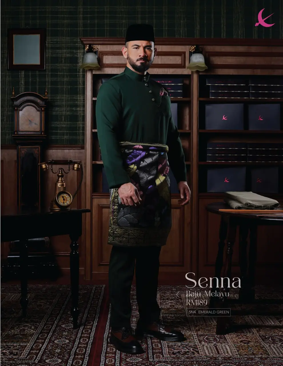 BAJU MELAYU SENNA - EMERALD GREEN (4)