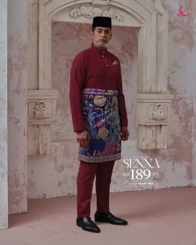 BAJU MELAYU SENNA - HEART RED (26)