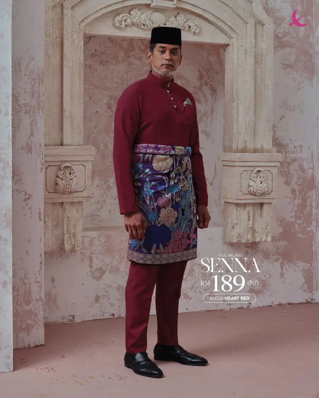 BAJU MELAYU SENNA - HEART RED (26)