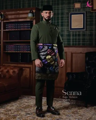 BAJU MELAYU SENNA - MOSS GREEN (19)