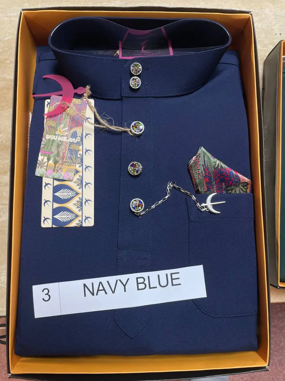 BAJU MELAYU SENNA - NAVY BLUE (3) - Image 3