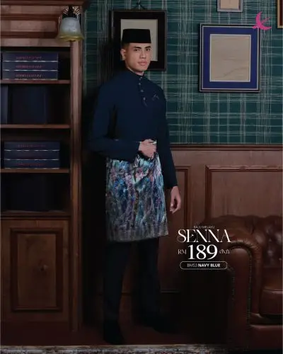 BAJU MELAYU SENNA - NAVY BLUE (3)