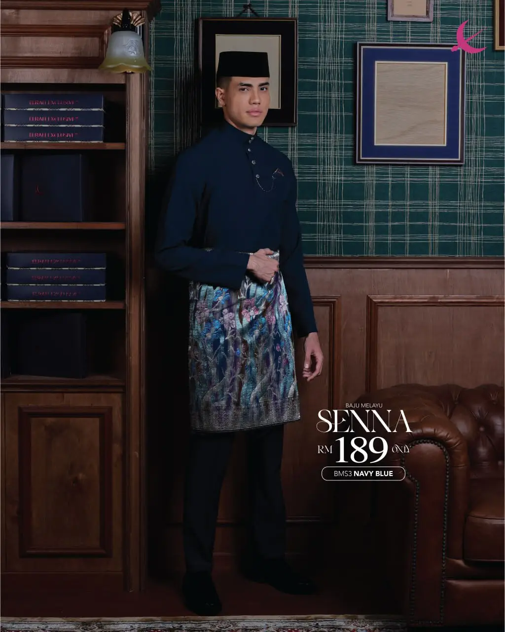 BAJU MELAYU SENNA - NAVY BLUE (3)