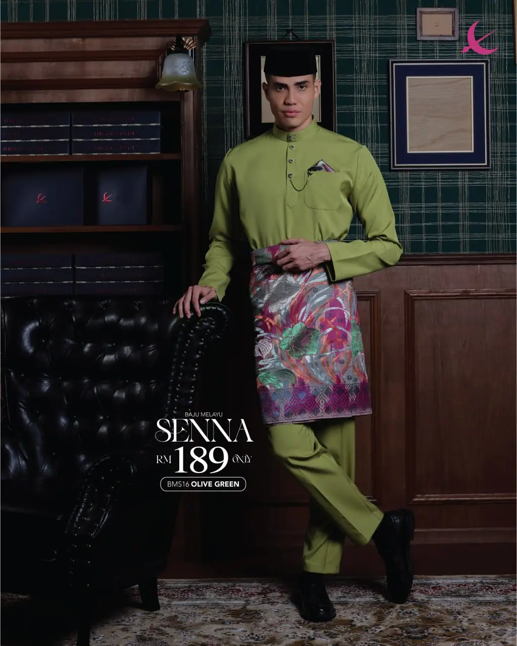 BAJU MELAYU SENNA - OLIVE GREEN (16)