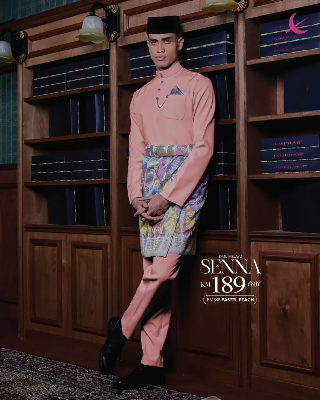 BAJU MELAYU SENNA - PASTEL PEACH (48)
