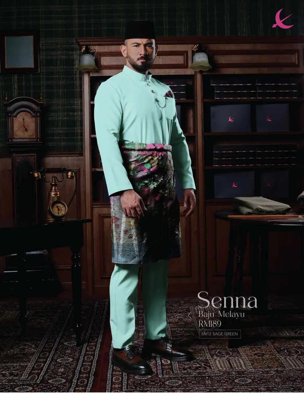 BAJU MELAYU SENNA - SAGE GREEN (13)