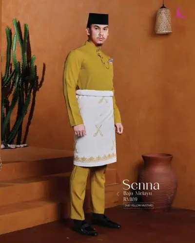 BAJU MELAYU SENNA - YELLOW MUSTARD (51)